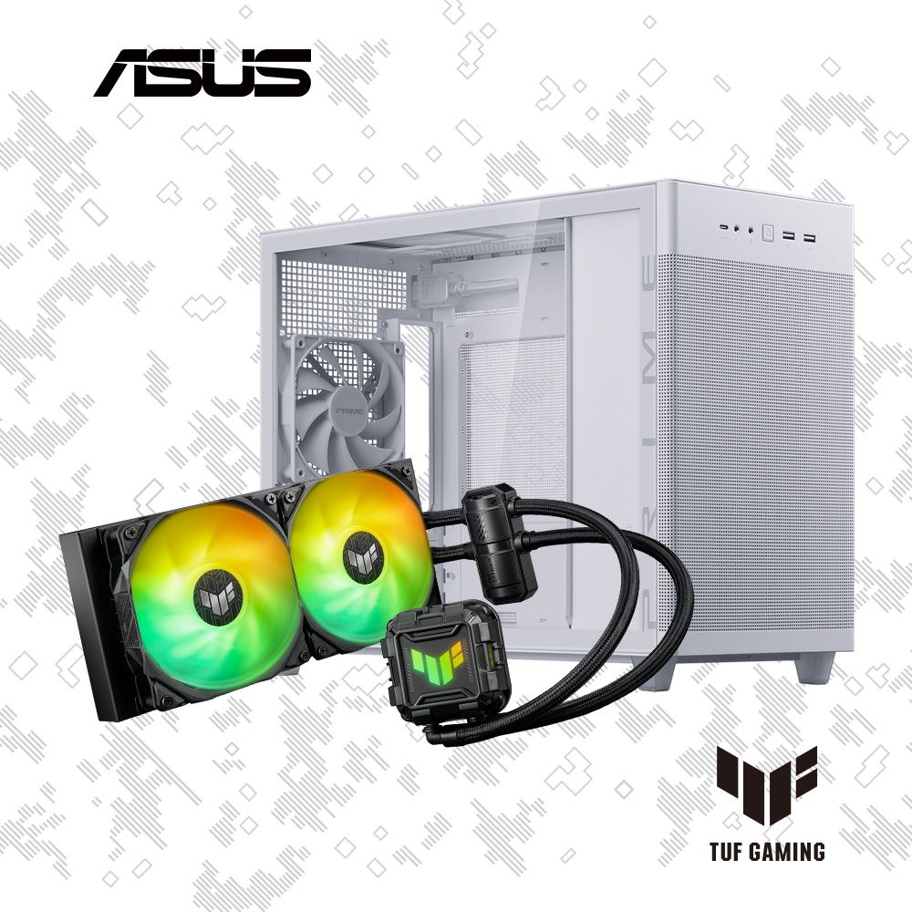  華碩 TUF GAMING LC II 240 ARGB CPU水冷 + 華碩 Prime AP201 WHITE MicroATX 鋼化玻璃機殼