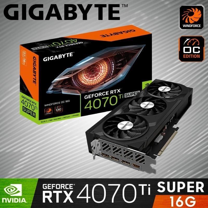 GIGABYTE 技嘉 【南紡購物中心】 限量加碼贈AORUS潮襪組GeForce RTX 4070 Ti SUPER WINDFORCE OC 16G 顯示卡