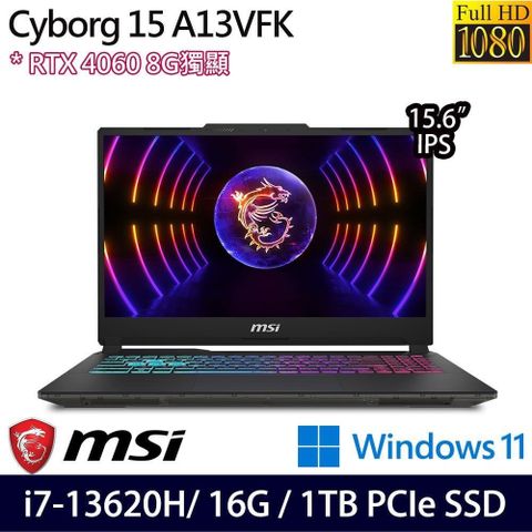 MSI 微星 RTX4060獨顯 Cyborg 15 A13VFK-831TW 15.6吋電競筆電