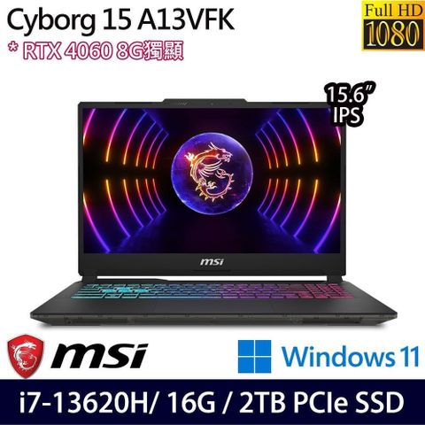 MSI 微星 RTX4060獨顯 Cyborg 15 A13VFK-831TW 15.6吋電競筆電