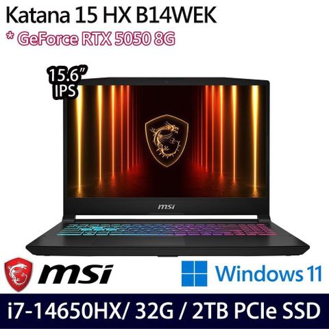 MSI Katana 15 HX B14WEK(i7-14650HX/32G/2TB/RTX5050 8G/15.6/W11)特仕