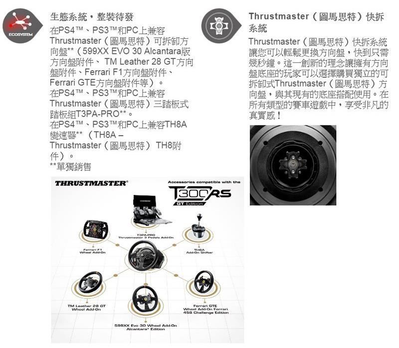 Thrustmaster T300 RS GT Edition 方向盤(支援PS4/PS3/PC) - PChome