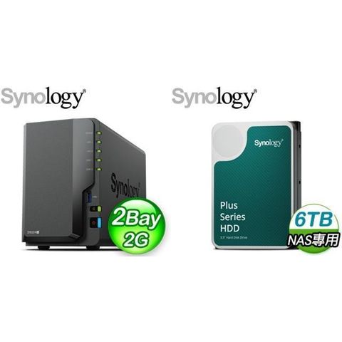 Synology 群暉 【南紡購物中心】 促銷組合  DiskStation DS224+ 2Bay NAS+ HAT3300 PLUS 6TB NAS硬碟(X2)