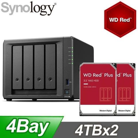 Synology 群暉 DS923+ NAS+WD 紅標 Plus 4TB(X2)