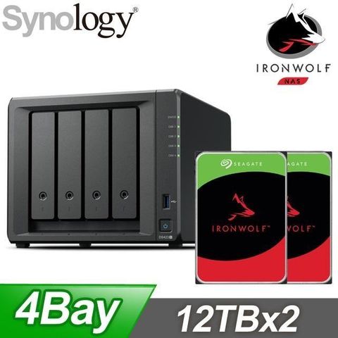 Synology 群暉 【南紡購物中心】 促銷組合  DS423+ NAS+Seagate 那嘶狼 12TB(X2)