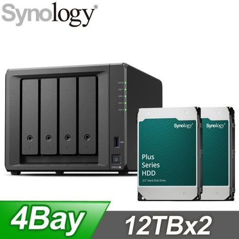 Synology 群暉 ☆促銷組合★DiskStation DS923+ 4Bay NAS+HAT3310 PLUS 12TB NAS硬碟(X2)