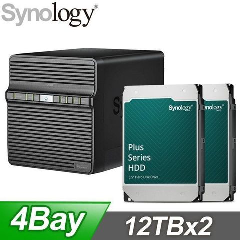 Synology 群暉 〈促銷組合〉 DiskStation DS423 4Bay NAS+HAT3310 PLUS 12TB NAS碟(X2)