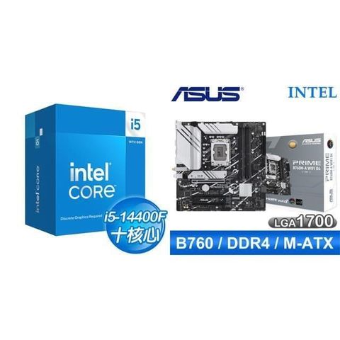 Intel 英特爾 i5-14400F+華碩 PRIME B760M-A WIFI D4-CSM 主機板