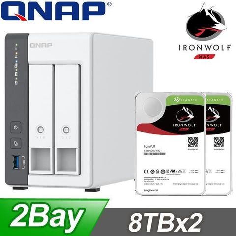 QNAP 威聯通 〈促銷組合〉TS-216G NAS+Seagate 那嘶狼 8TB(X2)