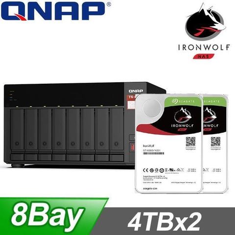 QNAP 威聯通 〈促銷組合〉TS-873A-8G NAS+Seagate 那嘶狼Pro 4TB(X2)