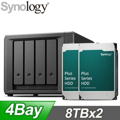 Synology 群暉 〈鈔省價〉DS923+ 4Bay NAS+HAT3310 PLUS 8TB NAS硬碟(X2)
