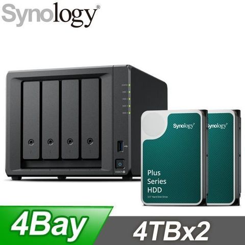 Synology 群暉 〈鈔省價〉DS925+ 4Bay NAS+HAT3300 PLUS 4TB NAS硬碟(X2)