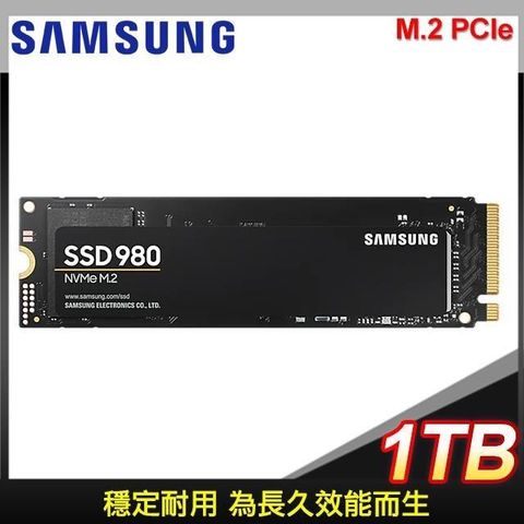 Samsung 三星 980 1TB NVMe M.2 PCIe Gen3x4 SSD (台灣代理商貨)