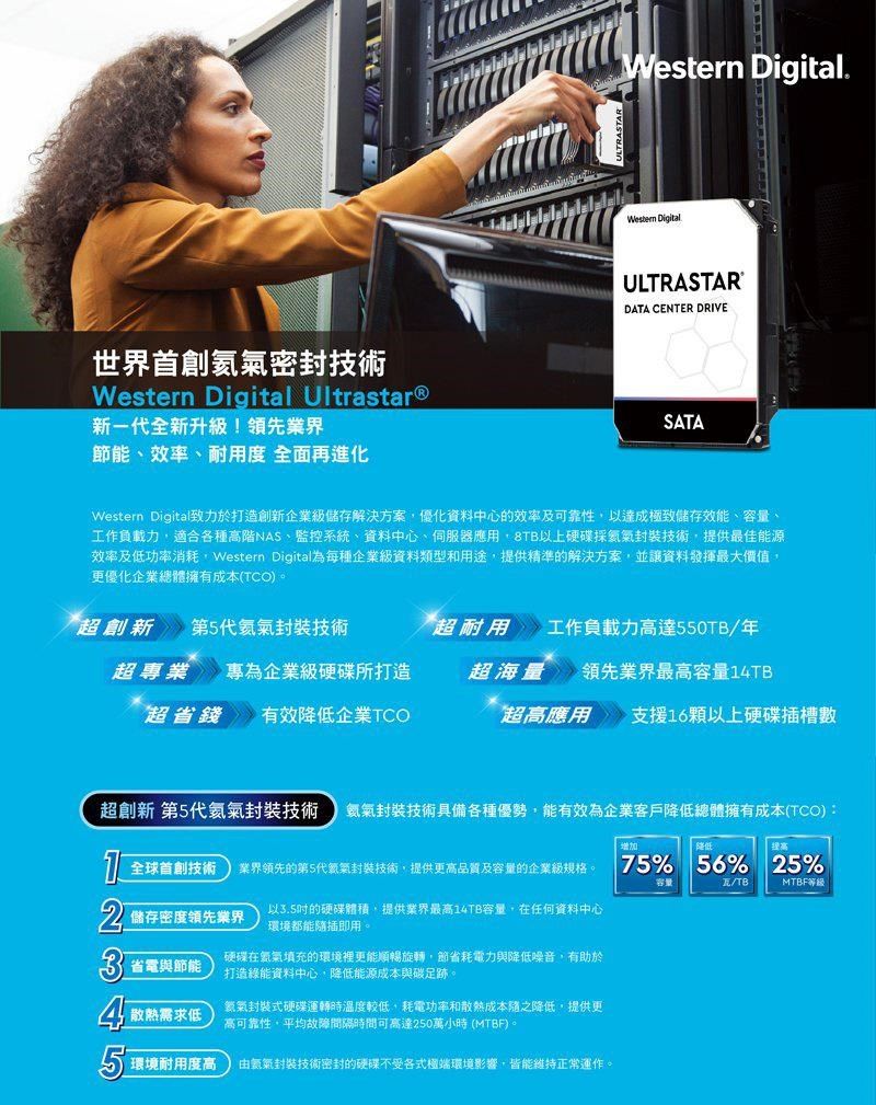WD 威騰Ultrastar DC HC330 10TB 3.5吋7200轉256MB快取企業級硬碟