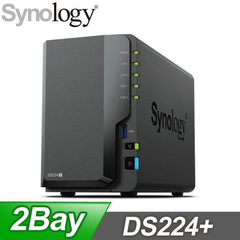 【南紡購物中心】 Synology 群暉 DS224+ 2-Bay NAS 網路儲存伺服器