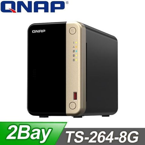 【南紡購物中心】 QNAP 威聯通 TS-264-8G 2Bay NAS 網路儲存伺服器
