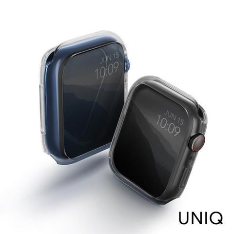 【南紡購物中心】 UNIQ Glase Apple Watch 7 41mm輕薄透明防撞保護框（2入 透明+透黑）