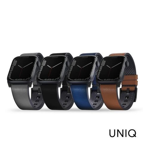 【南紡購物中心】 UNIQ Apple Watch 42/44/45/49mm Straden 防潑水皮革矽膠錶帶