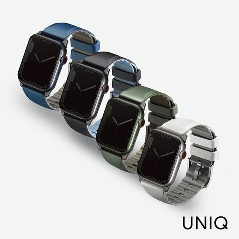 【南紡購物中心】 UNIQ Apple Watch 42/44/45mm Linus 防水矽膠雙色錶帶