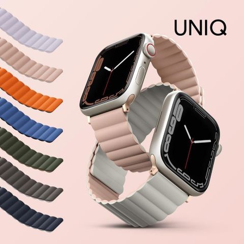 UNIQ Apple Watch 42/44/45/49mm 共用款 Revix 雙色防水矽膠磁吸錶帶