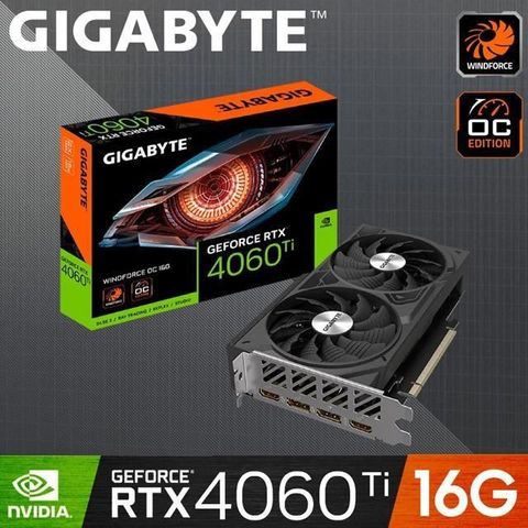 【南紡購物中心】 GIGABYTE 技嘉 GeForce RTX 4060 Ti WINDFORCE OC 16G 顯示卡