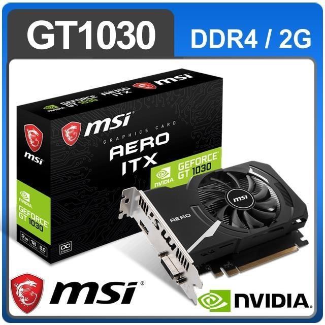 MSI 微星 【南紡購物中心】   GT 1030 AERO 2GD4 OC 顯示卡(1430MHz/14.7cm/單風扇/三年保)