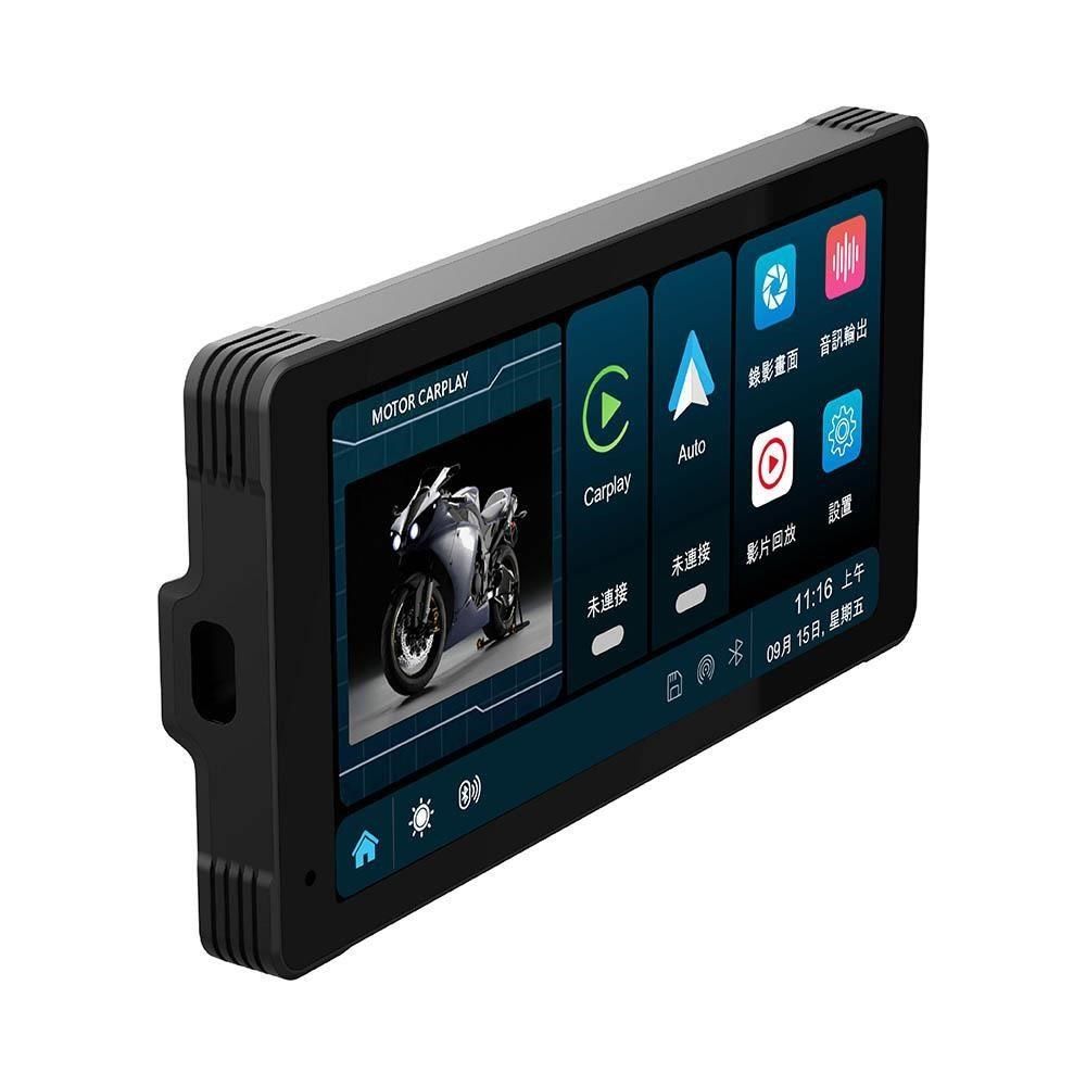  【南紡購物中心】 CarPlay/ Android Auto 雙系統5.5吋觸控螢幕   防水等級 IP66 前後雙鏡頭 行車紀錄器車把手線性控制器