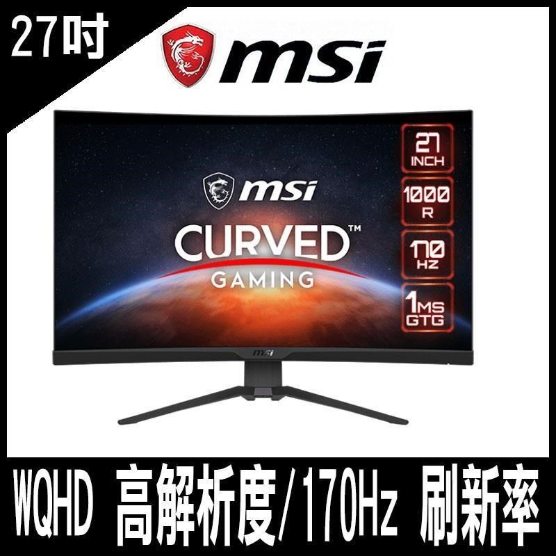 MSI 微星 【南紡購物中心】 限時促銷   MAG 275CQRF-QD 27吋 電競螢幕WQHD 高解析度