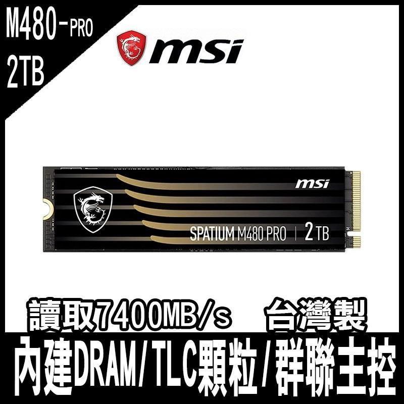  【南紡購物中心】 MSI微星 SPATIUM M480 PRO 2TB Gen4 PCIe SSD M.2 限時促銷