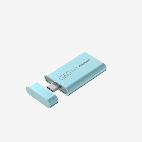 【南紡購物中心】 POLYBATT | 短版磁吸蓋450MB/s 固態硬碟-128G 藍