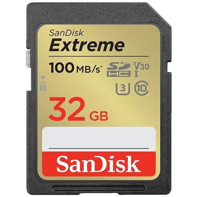 SanDisk 晟碟 【南紡購物中心】  32GB 32G SDHC【100MB/s Extreme】SD 4K U3 A2 V30 相機記憶卡