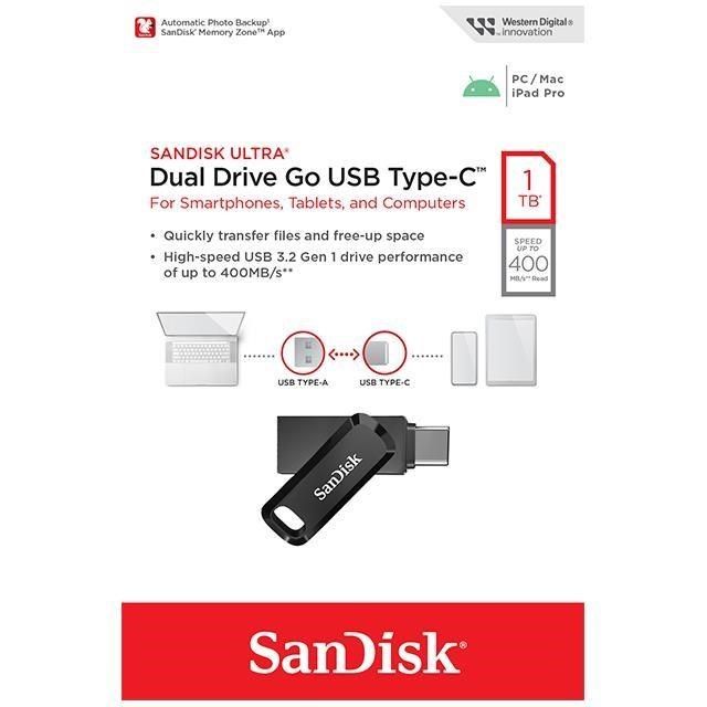 SanDisk 晟碟 1TB 黑 Ultra GO TYPE-C SDDDC3-1T00 OTG  USB 雙用隨身碟