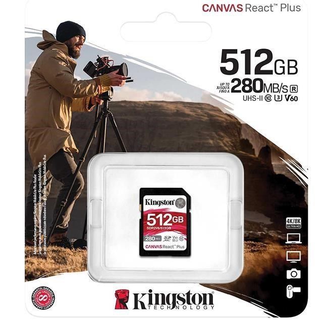 Kingston 金士頓 【南紡購物中心】  512G 512GB SD SDXC Canvas React Plus V60 280MB/s SDR2V6/512GB UHSII  記憶卡