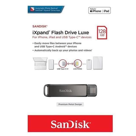 SanDisk 晟碟 【南紡購物中心】  128GB 128G iXpand SDIX70N-128G iPhone ipad Type-C vs Lightning 雙接頭 隨身碟