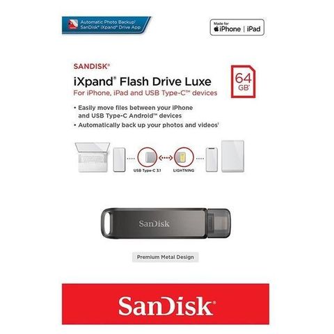 【南紡購物中心】 SanDisk 64GB 64G iXpand SDIX70N-064G iPhone ipad Type-C vs Lightning 雙接頭 隨身碟