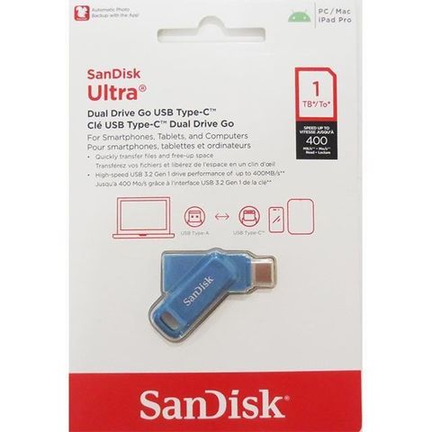 SanDisk 晟碟 1TB 海岸藍 Ultra GO TYPE-C SDDDC3 OTG USB 3.2 雙用隨身碟