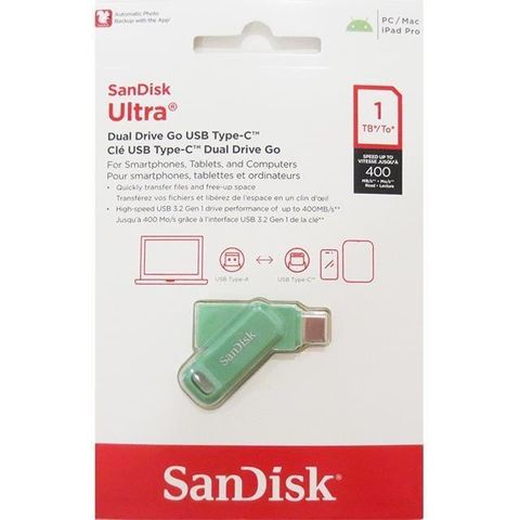 SanDisk 晟碟 1TB 綠色 Ultra GO TYPE-C SDDDC3 USB 3.2 雙用隨身碟