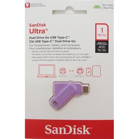 SanDisk 晟碟 1TB 湛紫 Ultra GO TYPE-C SDDDC3 OTG USB 3.2 雙用隨身碟