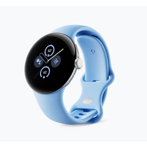 【南紡購物中心】▼ 贈磁吸充電器Google Pixel Watch 2 LTE版 智慧手錶 金屬銀鋁製錶殼+海灣藍運動錶帶