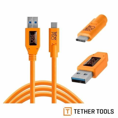 Tether Tools 【南紡購物中心】  CUC3215-ORG Pro 傳輸線USB 3.0 to USB-C  (公司貨)