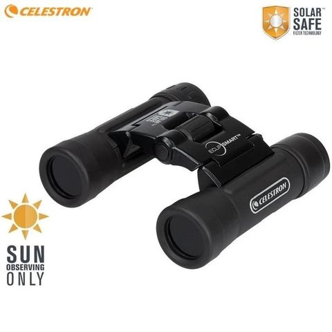 CELESTRON 【南紡購物中心】 星特朗觀日蝕太陽黑子雙筒望遠鏡EclipSmart Solar屋脊10x25mm望遠鏡