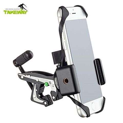 台灣製TAKEWAY極限運動夾鉗式腳架R1 mini(含彈力束帶版手機座T-PH04)