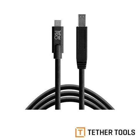 【南紡購物中心】 Tether Tools CUC3415-BLK USB-C 轉 USB 3.0 Type B 傳輸線-黑色 4.6m