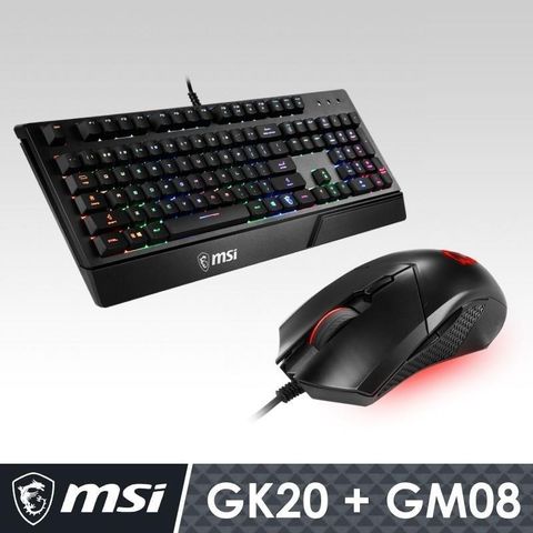 【南紡購物中心】 搶購商品MSI Vigor GK20 電競鍵盤+GM08 電競滑鼠 組合包