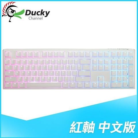 【南紡購物中心】 Ducky 創傑 One 3 純白 紅軸中文 RGB PBT 機械式鍵盤