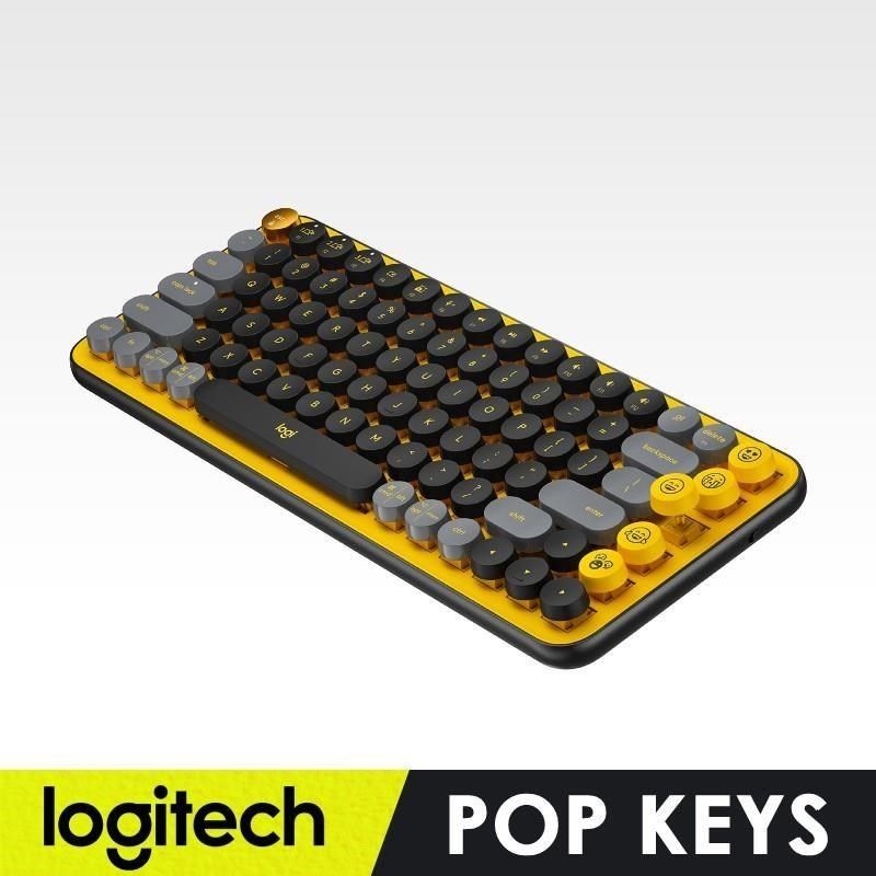 Logitech 羅技 【南紡購物中心】 新品上架 POP KEYS 無線機械式鍵盤 - 酷玩黃 (復古打字機造型)