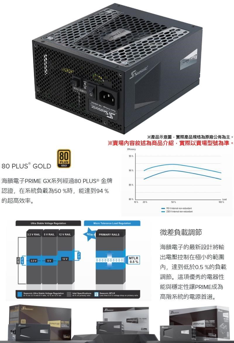 SeaSonic 海韻PRIME GX-850 850W 全模組金牌電源供應器(12年保
