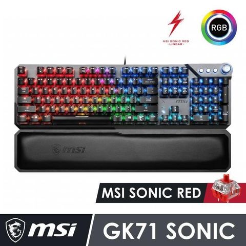 【南紡購物中心】 MSI微星 VIGOR GK71 SONIC 紅軸 RGB 機械電競鍵盤 (線性機械軸體)
