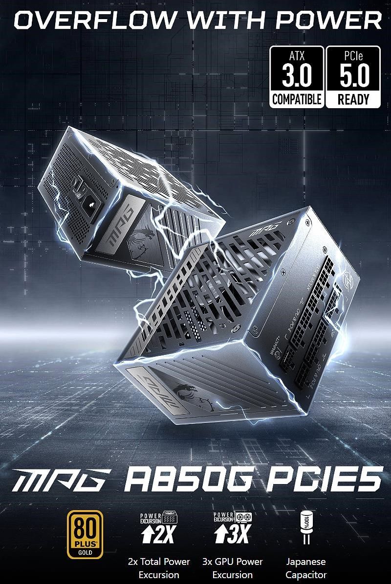 MSI 微星MPG A850G PCIE5 850W 金牌全模組電源供應器(10年保) - PChome