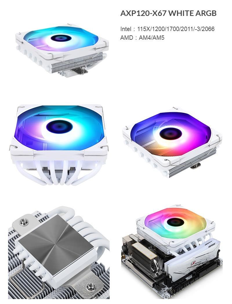 AXP120-X67 WHITE ARGBIntel115X/1200/1700/2011/-3/2066AMD AM4/AM5